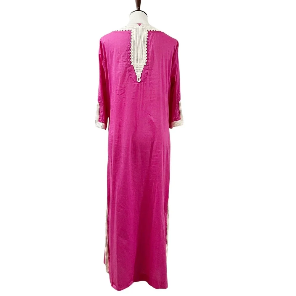 Soft Surroundings Fuchsia Maxi Dress White‎ Ornate Trim Size Medium - Picture 4 of 13